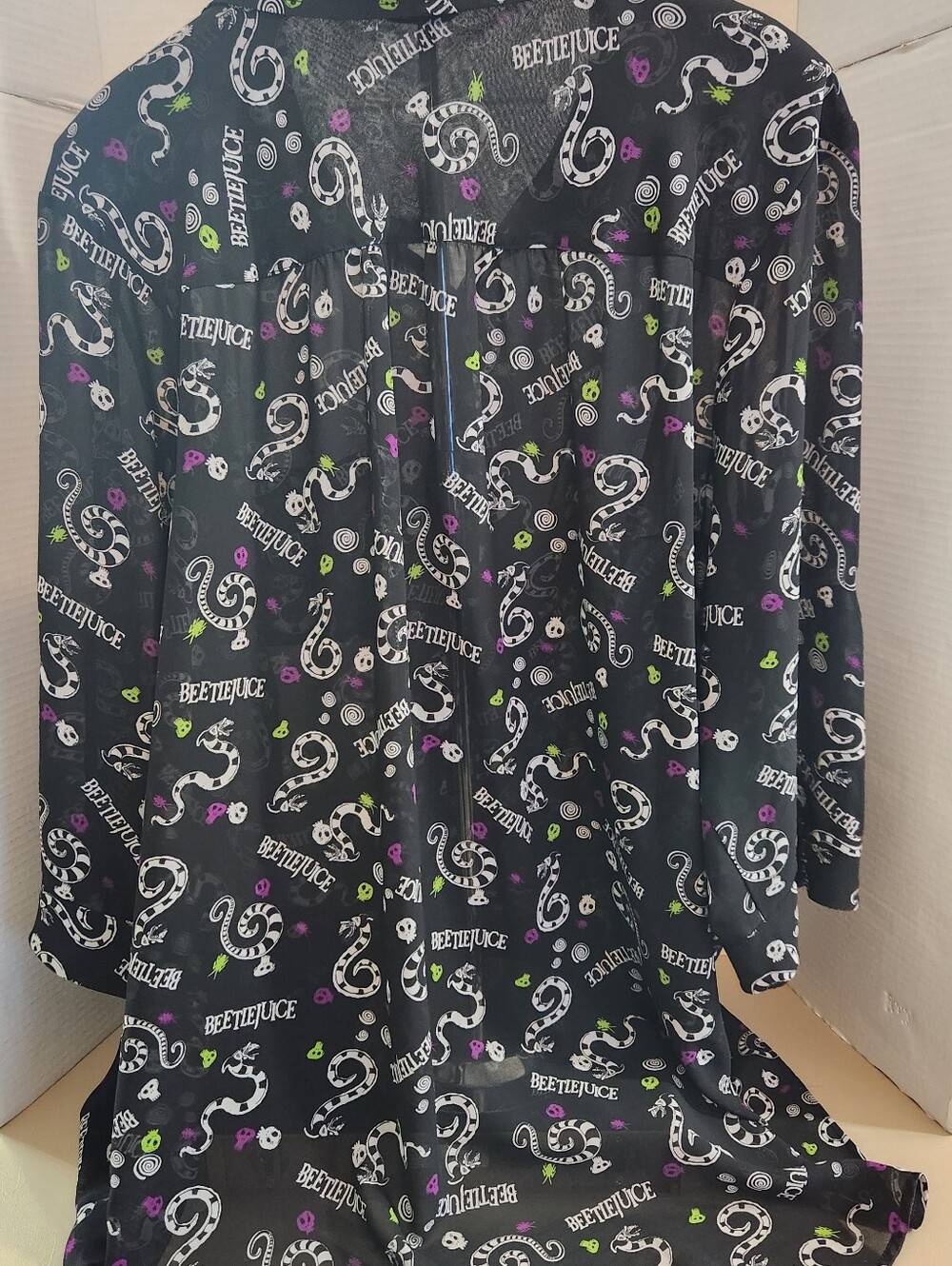 Torrid Beetlejuice Sandworm Black Sheer Blouse - Picture 2 of 3